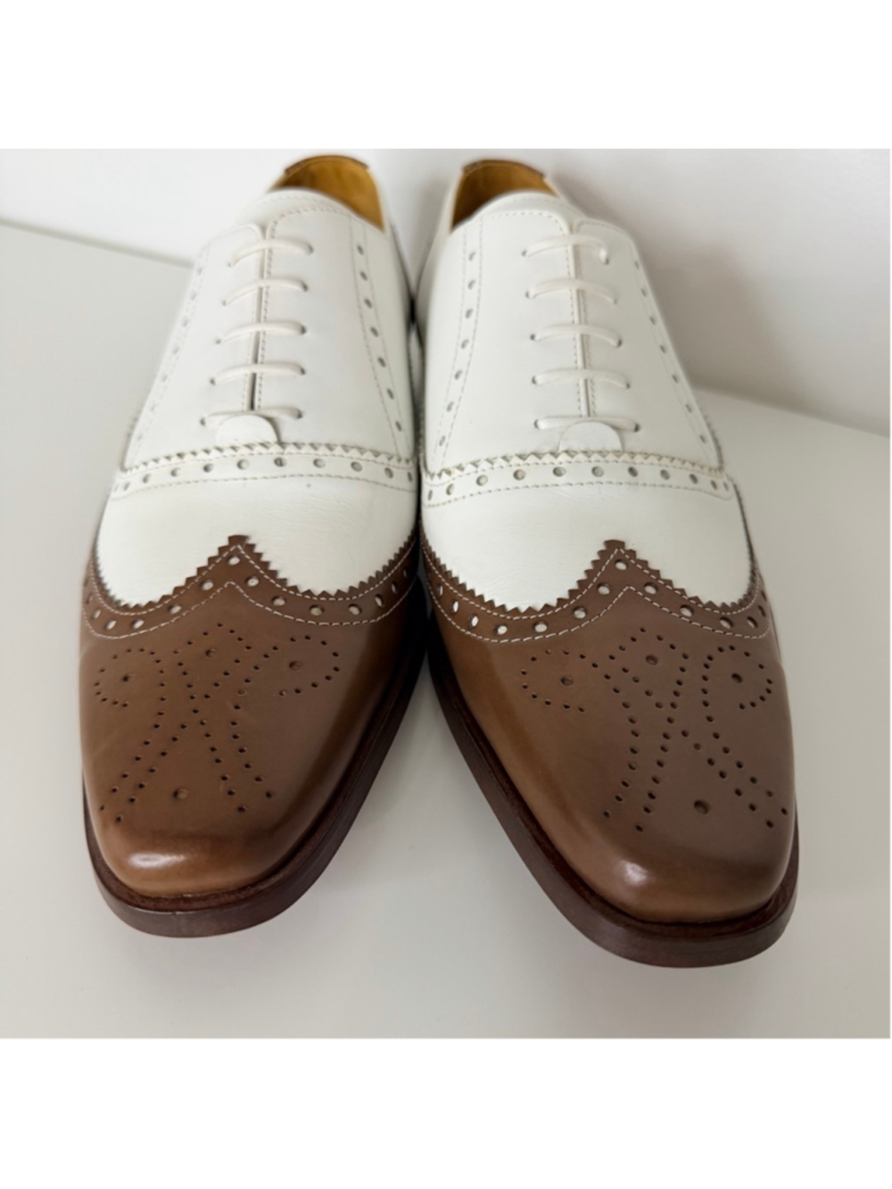 Undandy Mens Leather Wingtip Brogue Oxford Spectator Shoes Size 12.5 - Picture 3 of 11